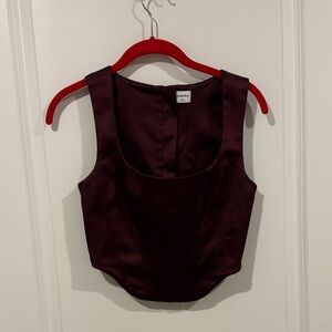 Aritzia Dark Burgundy Crop Top